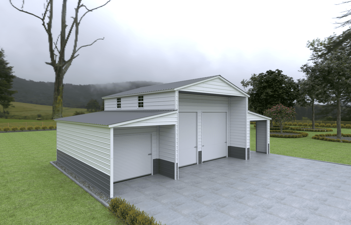Carolina vertical style barn. Main unit 30&#8242; wide 30&#8242; long and 14&#8242; tall fully enclosed