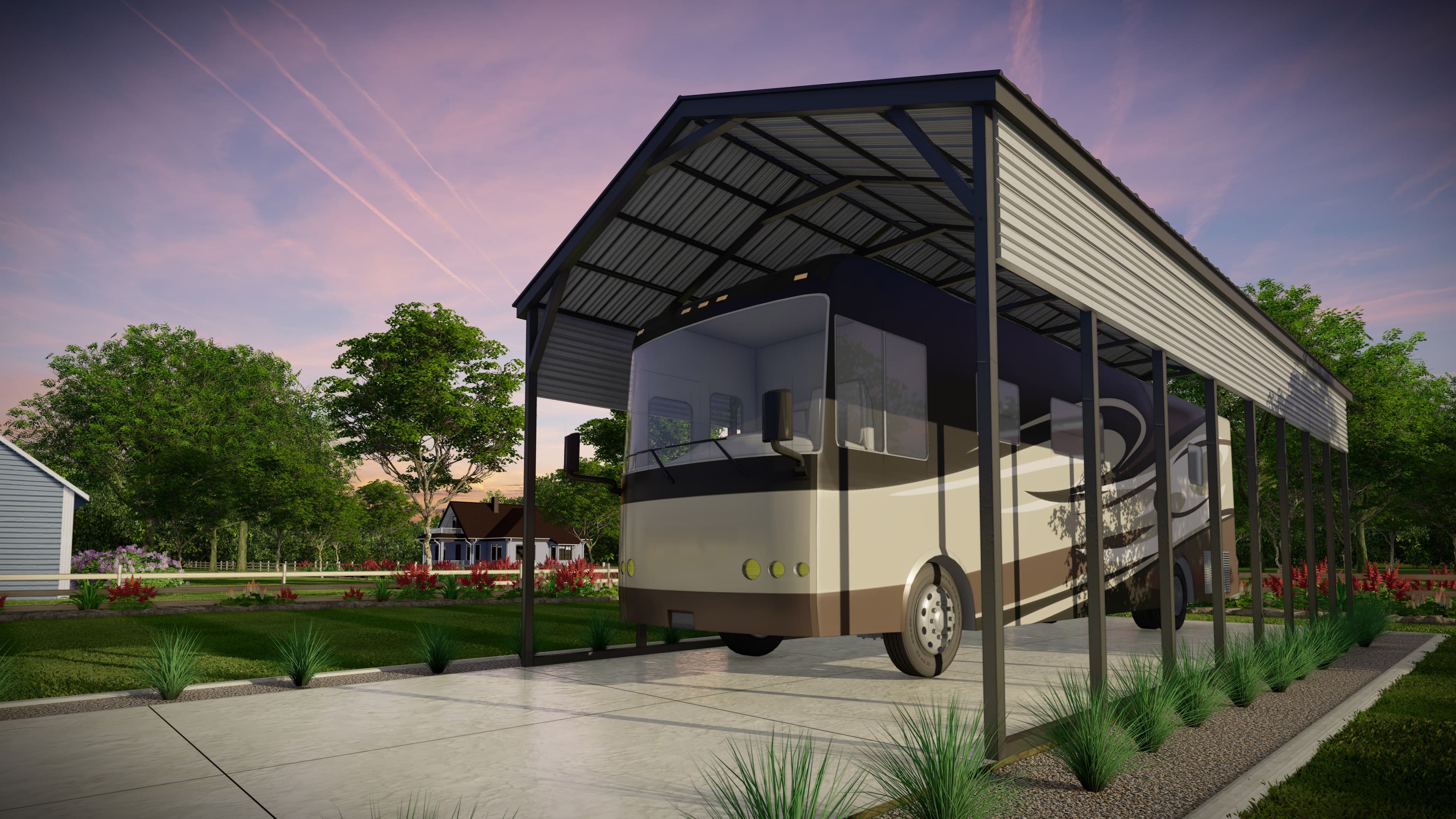 Vertical roof style with a 3&#8242; panel each side.