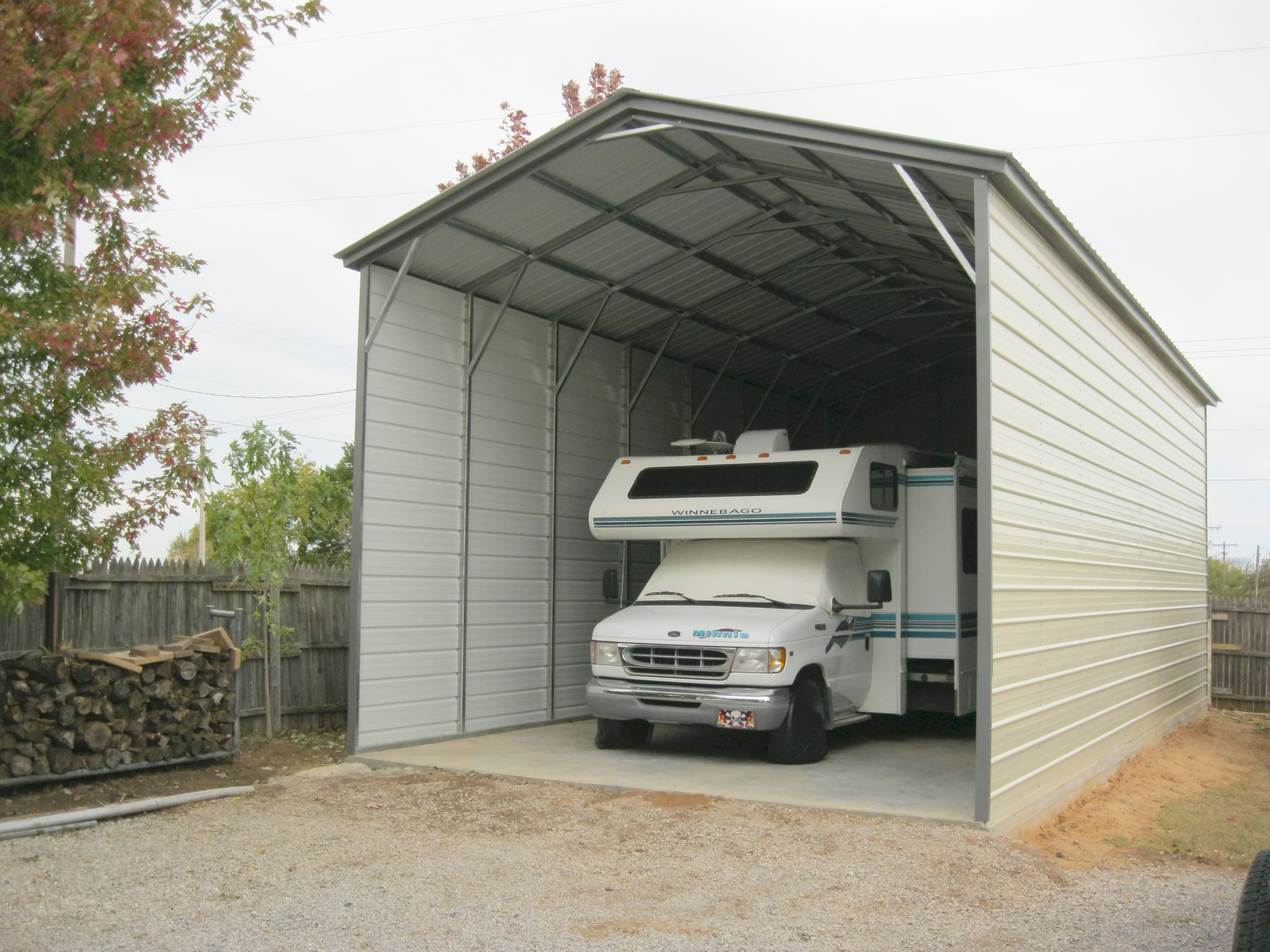Vertical roof style with both sides closed and back end closed.