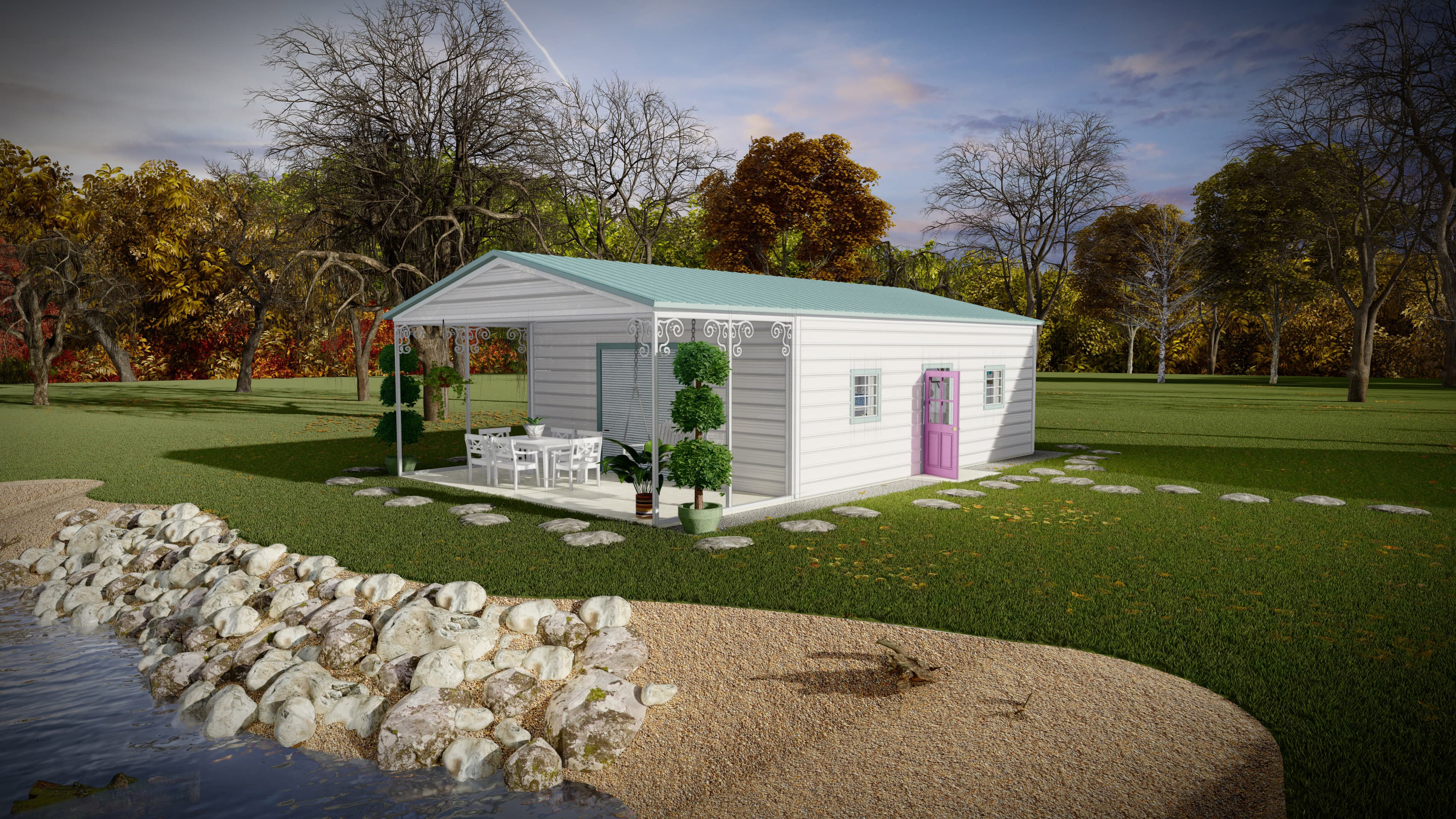 Vertical roof style 30′ enclosed